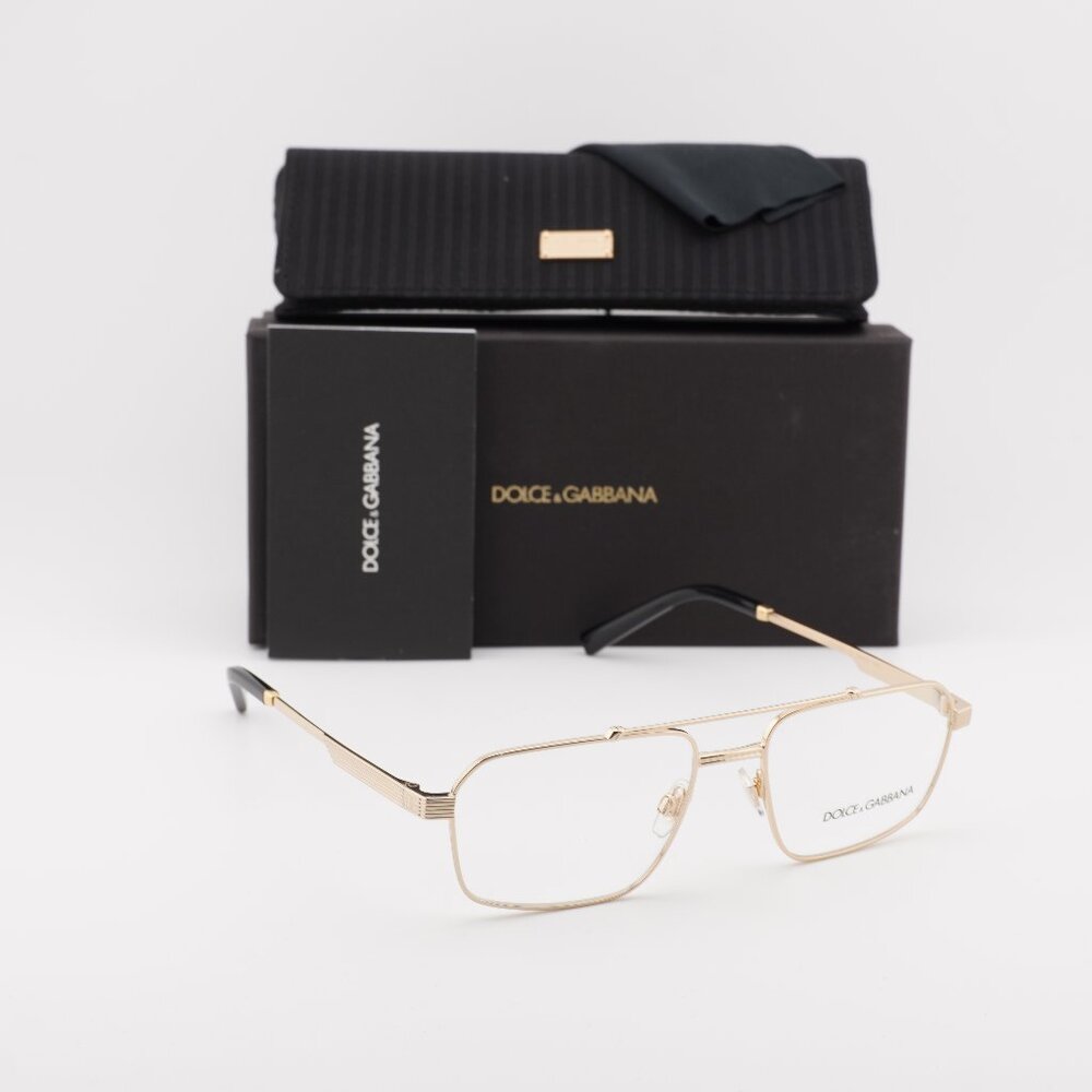 Dolce & Gabbana DG1345 02 Rectangle Eyeglasses 56mm - Gold